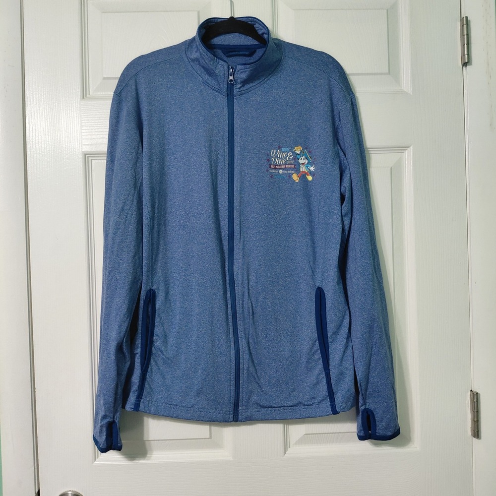 Disney Parks Wine & Dine 2019 Half Marathon Full Zip Jacket Blue Mens L